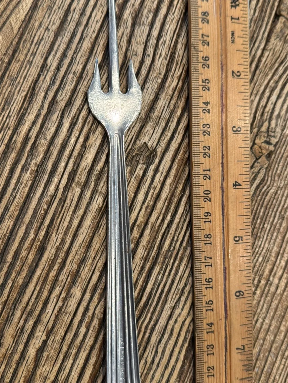 Vintage Cold Meat/Mango Steel Silver Cocktail Fork - Sleek Three-Prong